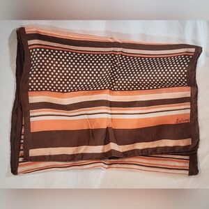 Echo Brown and Orange Striped Scarf 100%Silk